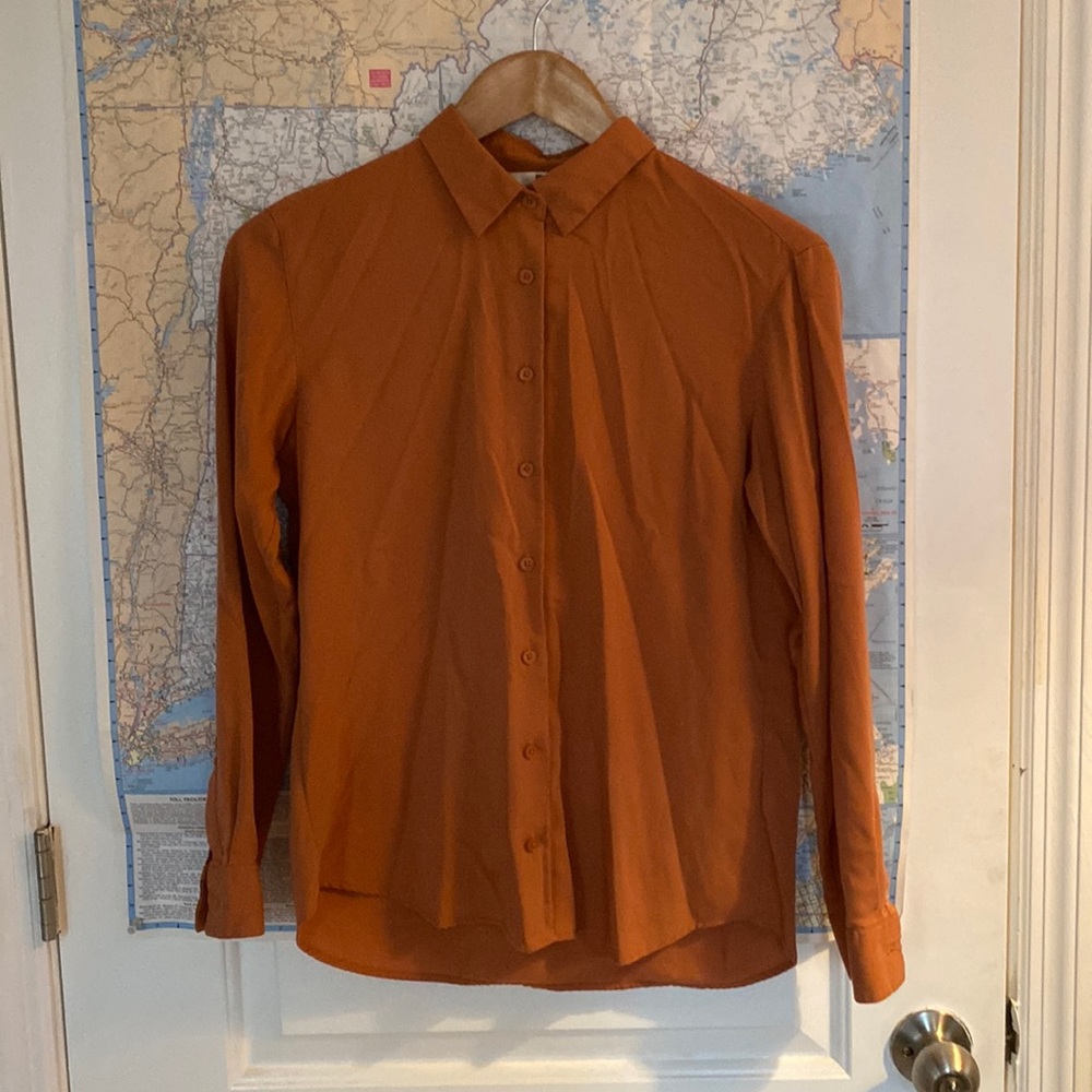Uniqlo Terracotta Rayon/Polyester Buttoned Shirt